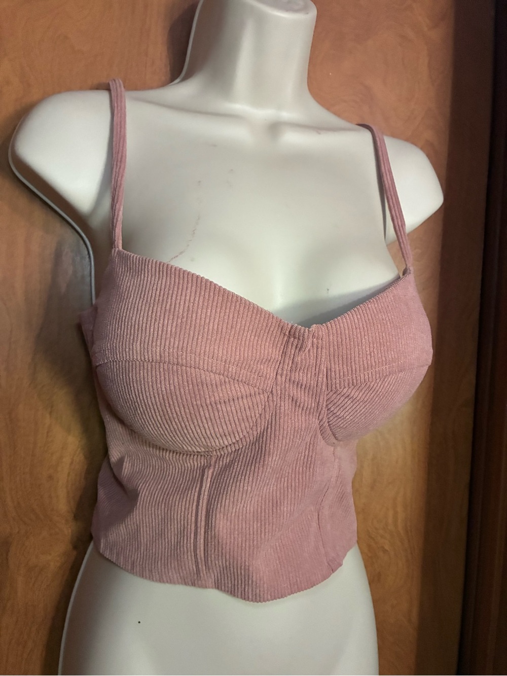 Dusty Rose Ribbed Bustier Crop Top XL